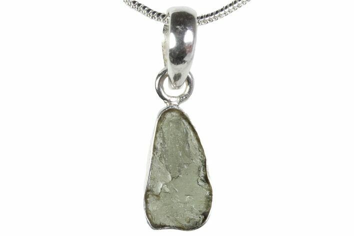 Green Moldavite Tektite Pendant ( g) - Sterling Silver #382698
